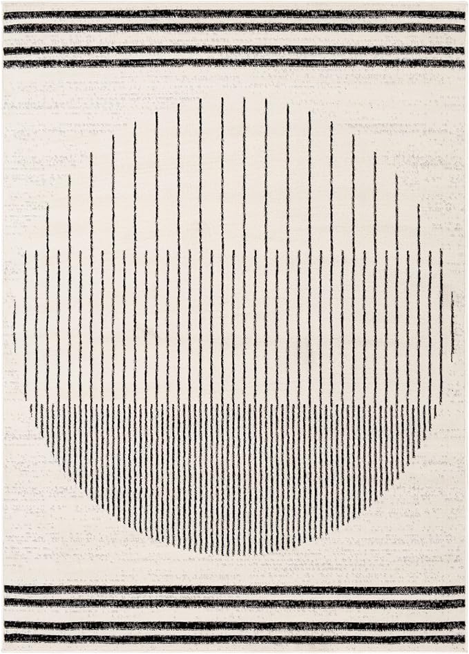 Livabliss Penrod Modern Geometric Area Rug,6'7" x 9',Black/Ivory