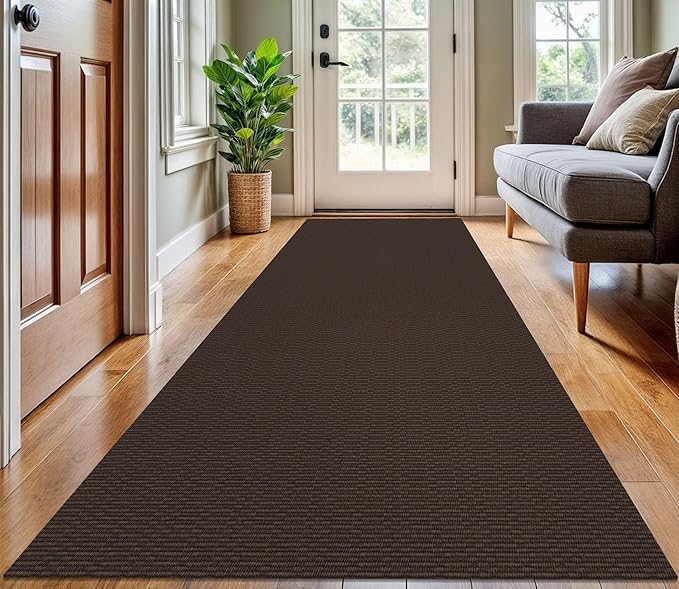 KOZYFLY Washable Runner Rug 3x10 ft Hallway Kitchen Runner Rugs with Rubber Backing Bobo Entryway Runner Indoor, Long Carpet Runners for Hall Kitchen Entryway, Coffee/Brown