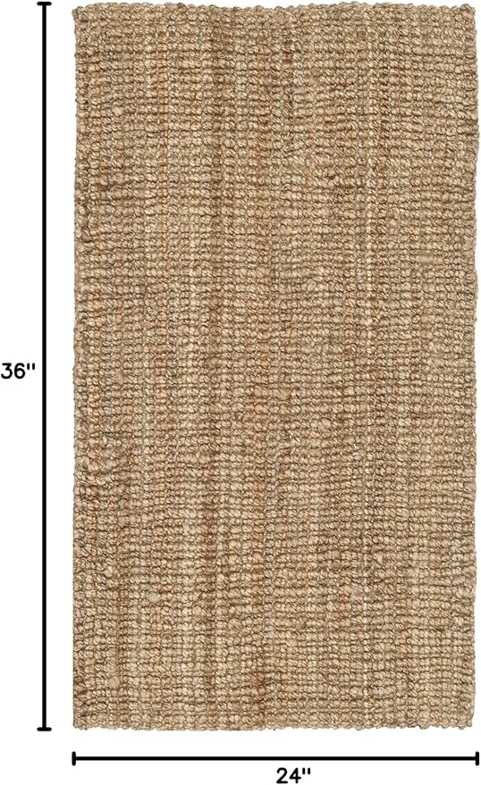 SAFAVIEH Natural Fiber Collection Accent Rug - 2' x 3', Natural, Handmade Chunky Textured Jute 0.75-inch Thick, Ideal for High Traffic Areas in Entryway, Living Room, Bedroom (NF447A)