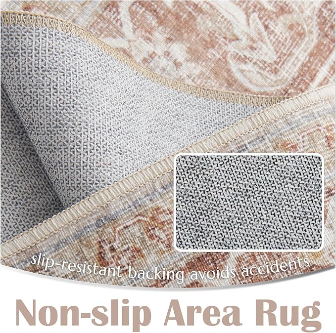 jinchan Runner Rug 2x8 Washable Kitchen Runner Rug Non Slip Brick Red Vintage Hallways Ultra-Thin Floral Print Floor Cover Accent Throw Carpet for Laundry Room Bedroom Living Room