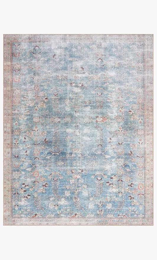Loloi II Wynter Collection WYN-06 Teal/Multi 2'-6" x 12'-0", .13" Thick, Runner Rug, Soft, Durable, Printed, Vintage Inspired, Low Pile, Non-Shedding, Easy Clean, Living Room Rug