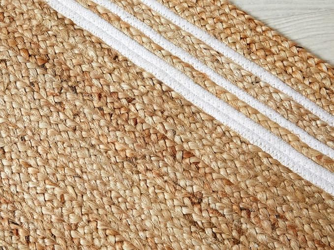 GRUHUM Jute Cotton Area Rug 8x10 ft,Rectangular Natural Fiber Handwoven Boho Farmhouse Soft Braided Rustic Vintage EcoFriendly Reversible Rug,Indoor EcoFriendly Kitchen Bedroom Living Room Hallways