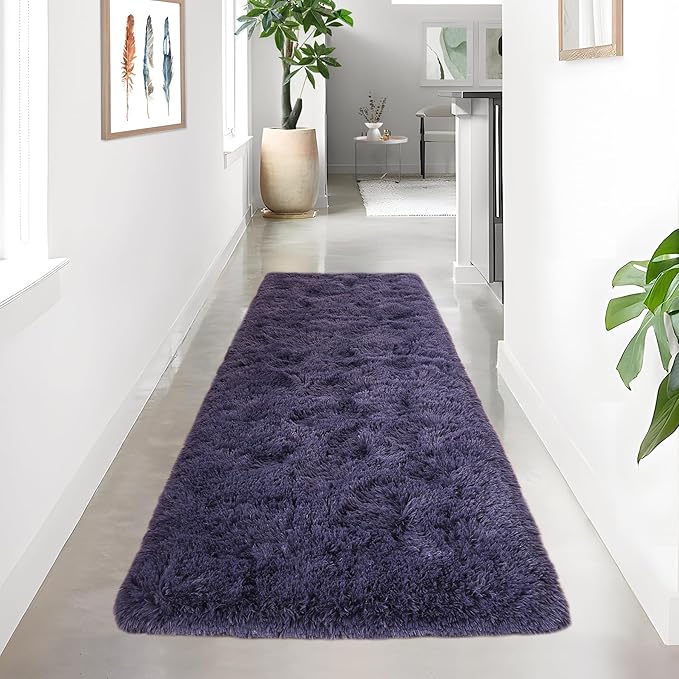 Noahas Taro Purple Runner Rug for Hallway,2'x6' Long Area Rugs for Bedroom Living Room,Non Slip Thick Shag Carpet for Entryway Nursery Bedside Kids Girls Room Home Decor