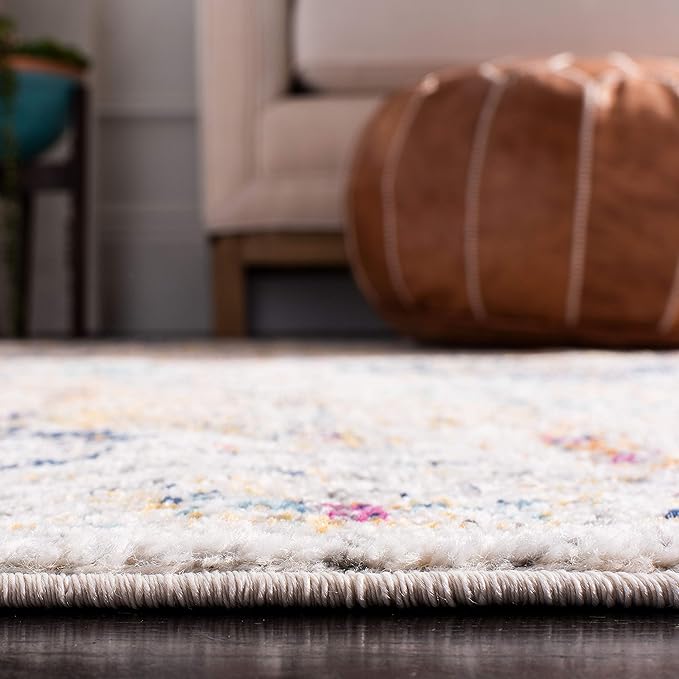 SAFAVIEH Madison Collection Runner Rug - 2'3" x 6', Cream & Multi, Boho Chic Distressed Design, Non-Shedding & Easy Care, Ideal for High Traffic Areas in Living Room, Bedroom (MAD611B)