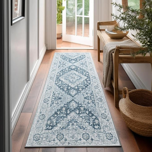 ILANGO Non Slip Runner Rugs for Hallway, 2'5"x6' Distressed Traditional Kitchen Washable, Carpet Runner Floor Mat for Indoor Entryway Bedroom Laundry Room, Easy to Clean