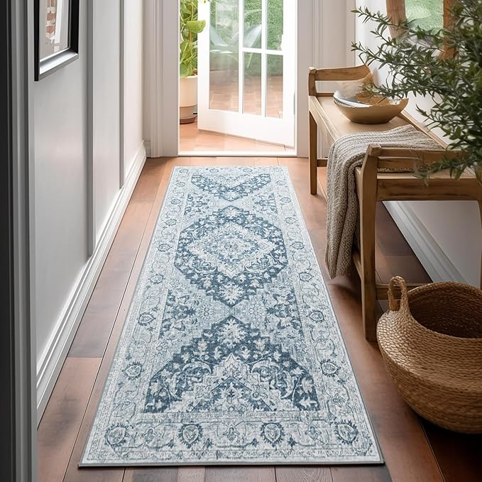 ILANGO Non Slip Runner Rugs for Hallway, 2'5"x6' Distressed Traditional Kitchen Washable, Carpet Runner Floor Mat for Indoor Entryway Bedroom Laundry Room, Easy to Clean