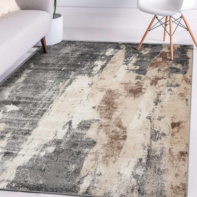 LUXE WEAVERS Euston Collection Gray-Gray 2x7 Modern Abstract Area Rug