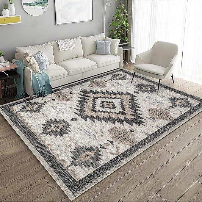Southwestern Area Rug 3x5 Western Aztec Rugs Machine Washable Tribal Navajo Southwest Rug Non Slip Printed Low-Pile Indoor Floor Carpet for Living Room Kitchen Bathroom Bedroom