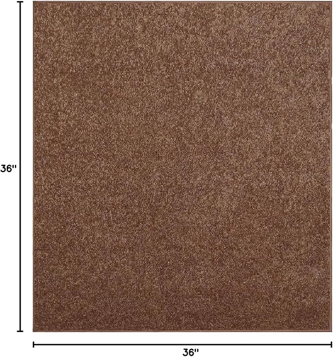 Furnish my Place Modern Indoor/Outdoor Commercial Solid Color Rug - Brown, 3' x 3', Square, Pet and Kids Friendly Rug. Made in USA, Area Rugs Great for Kids, Pets, Event, Wedding