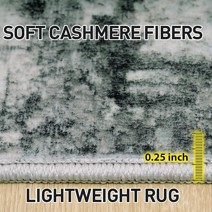 10x14 Area Rugs Washable Rug: Modern Abstract Living Room Rug Soft Anti-Skid Thin Carpet Indoor Floor Non-Shedding Carpets for Bedroom Dining Room Farmhouse Nursery Home Office Black Blue