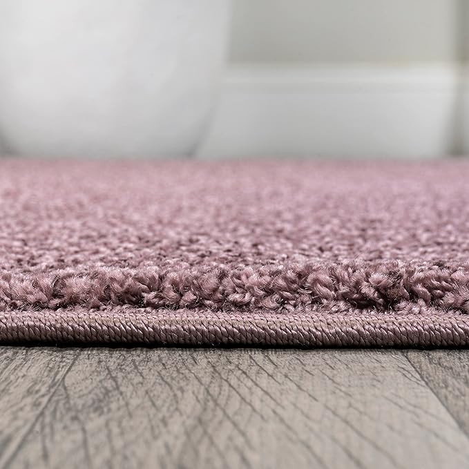 JONATHAN Y SEU100R-28 Haze Solid Low-Pile Indoor Runner-Rug, Coastal, Bohemian, Minimalist Easy-Washing,Bedroom,Kitchen,Living Room,Non Shedding, Light Purple, 2 X 8
