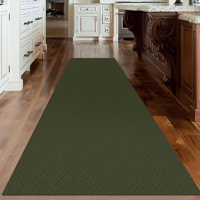 KOZYFLY Runner Rug 3x10 Ft Washable Runners for Hallways Non Slip Rubber Backed Kitchen Runners, Braided Cotton Entryway Runner Indoor, Floor Carpet for Hallway Kitchen Entryway, Dark Green
