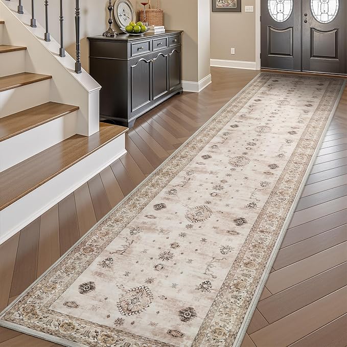 AMOAMI Vintage 2X10 Runner Rug Non Slip Soft Runners for Hallways Washable Hallway Runner Rug Bedside Rugs for Bedroom Long for Hallways Entryway Laundry Room Stair Kitchen Bathroom