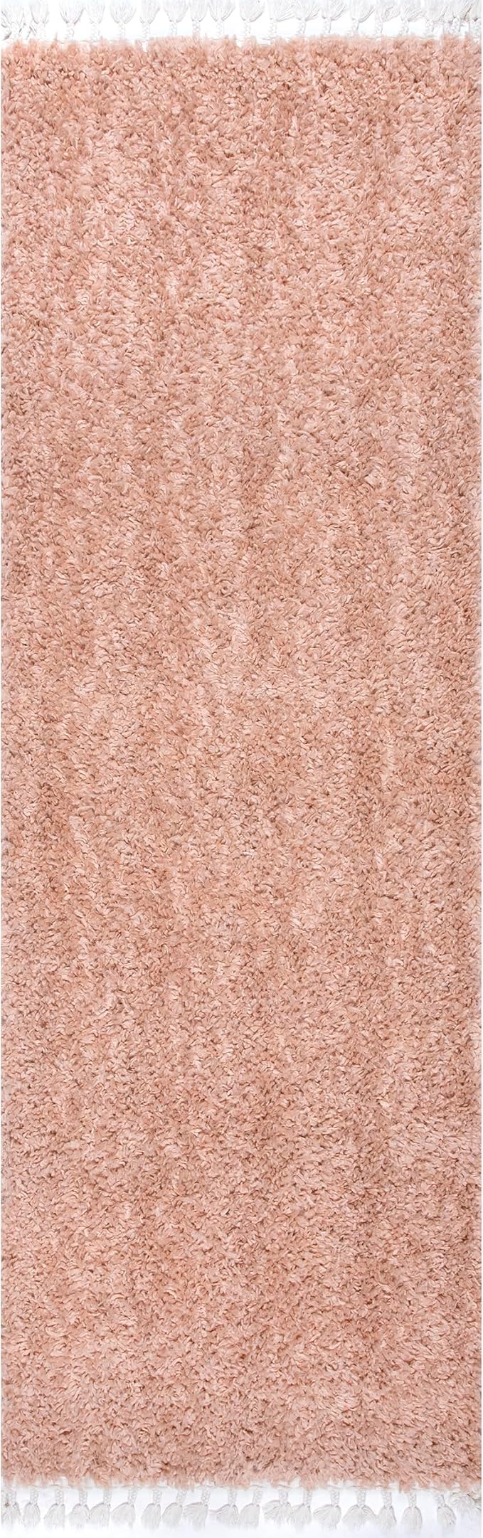nuLOOM Neva Solid 2x6 Runner Shag Rug for Living Room Bedroom Dining Room Nursery Entryway Hallway, Blush/Ivory