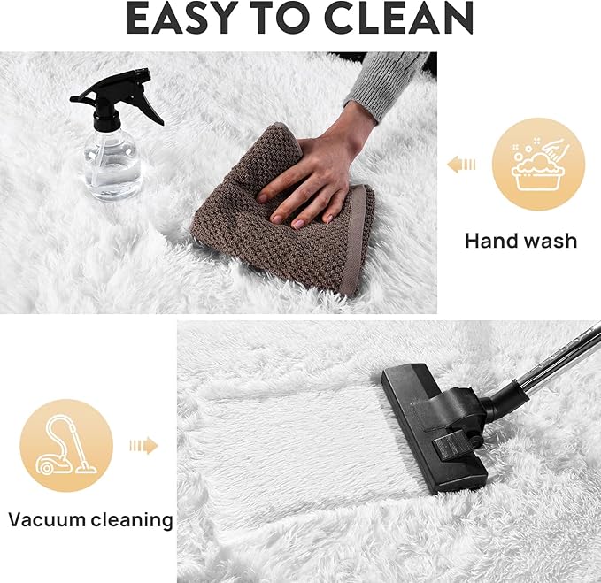 White Fluffy Rug for Bedroom White Fuzzy Rug Non-Slip Indoor Floor Carpet for Living Room Anti-Skid Rectangular Fuzzy Rug 4x6