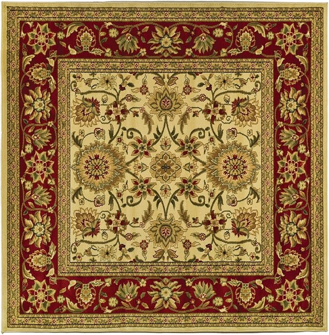 SAFAVIEH Lyndhurst Collection 3'3" Square Ivory/Red LNH212K Traditional Oriental Non-Shedding Living Room Bedroom Accent Rug