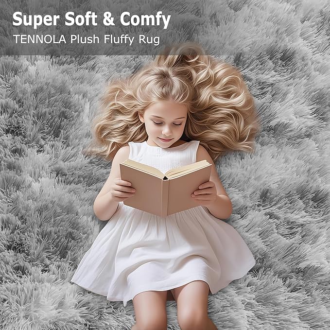 Fluffy 6x9 Grey Rugs for Bedroom Living Room Gray Area Rugs Soft Shag Shaggy Fuzzy Carpets for Boys and Girls Room Kids Dorm Home Decor