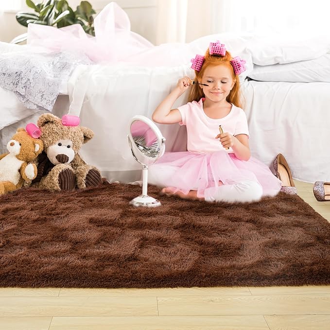 Noahas Brown Runner Rug for Hallway,2'x6' Long Area Rugs for Bedroom Living Room,Non Slip Thick Shag Floor Carpet for Entryway Kitchen Dorm Nursery Bedside Kids Room