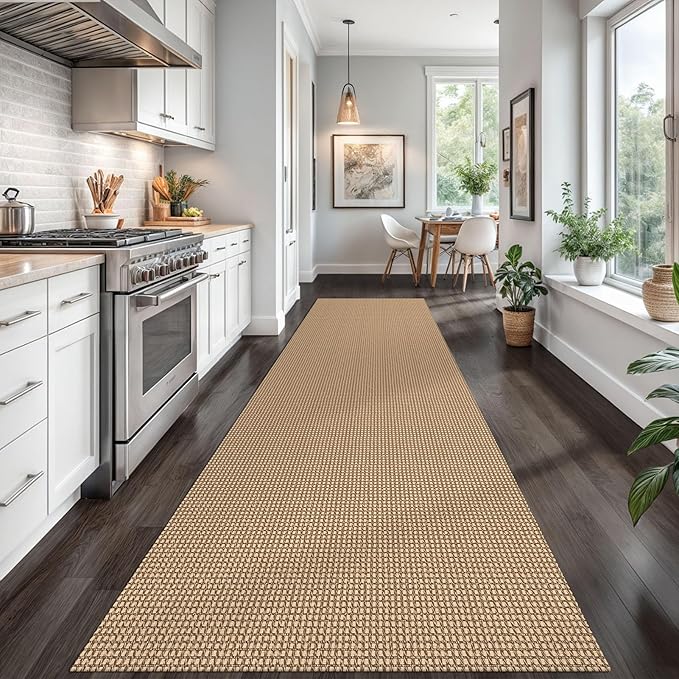 Braided Runner Rug 3x16 Ft Washable Runners for Hallways Non Slip Kitchen Runner Rug Cotton Long Entryway Runner Indoor, Woven Carpet for Hall Stair Entryway, Orange/Tan/Brown