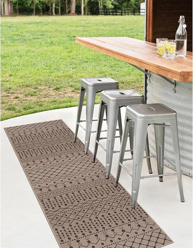 Lahome Modern Jute Hallway Runners Rug Low Pile, 2x6 Farmhouse Beige Kitchen Runner Rugs Non Skid Washable Indoor Outdoor Runner Rug, Moroccan Sisal Mat Carpet Runner for Porch Bedroom Entryway