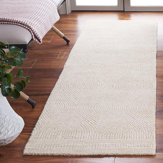 SAFAVIEH Abstract Collection Runner Rug - 8' Runner, Ivory & Beige, Transitional Design, Ideal for High Traffic Areas in Hallway, Bathroom & Kitchen (ABT340A-28)