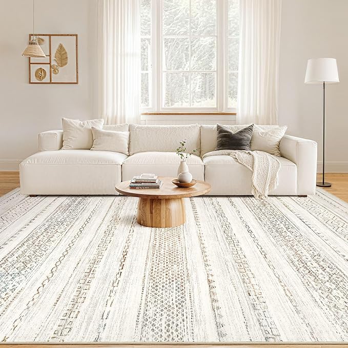 10x14 Area Rugs Living Room: Washable Boho Large Neutral Modern Soft Stain Resistant Farmhouse Indoor Floor Rug Non Slip Accent Carpet for Bedroom Nursery Kids Playroom Office Dining Room- Colorful