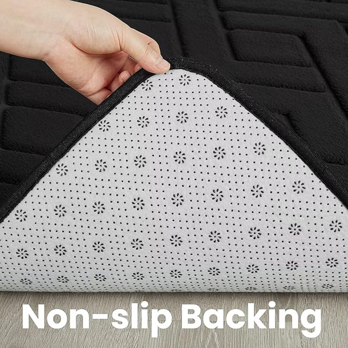 Ultra Soft Black Area Rug for Living Room, 5x7 Modern Geometric Shag Rugs with Nonslip Backing for Bedroom, Washable Fuzzy Carpet for Cozy Kids Room Nursery