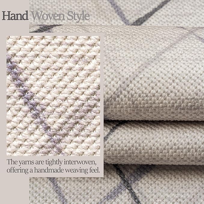 Runners for Hallways Kitchen Runner Rug Non Slip 2x6 Washable Runner Rugs No Pile Tear and Stain Resistance, Hand Woven Style Thin Runners for Hallways, Kitchen, Laundry, Bathroom- White