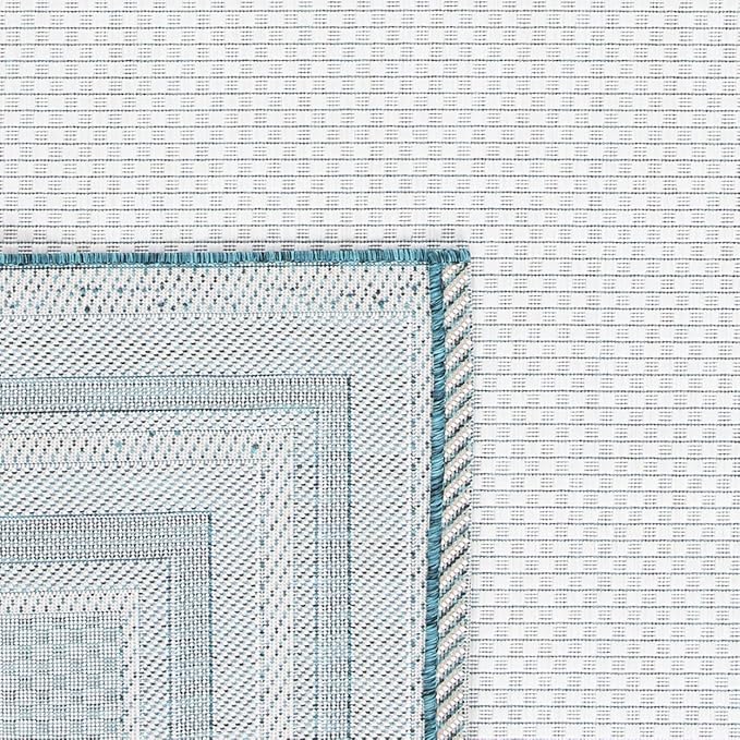 SAFAVIEH Courtyard Collection 6'7" x 9'6" Ivory / Teal CY8475 Indoor/ Outside Waterproof Easy cleansingPatio Backyard Mudroom Area Mat
