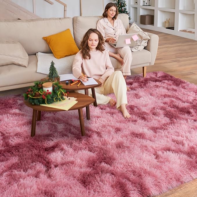 Large Rugs 8x10 Area Rugs for Living Room,Plush Fluffy Carpets for Boy and Girls Room, Modern Soft Shag Rug for Bedroom, Non Slip, Indoor Carpet for Kids Dorms Home Office Decor, Red