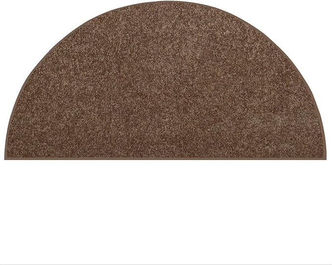 Furnish my Place Modern Indoor/Outdoor Commercial Solid Color Rug - Brown, 22" x 44" Half Round, Pet and Kids Friendly Rug. Made in USA, Area Rugs Great for Kids, Pets, Event, Wedding