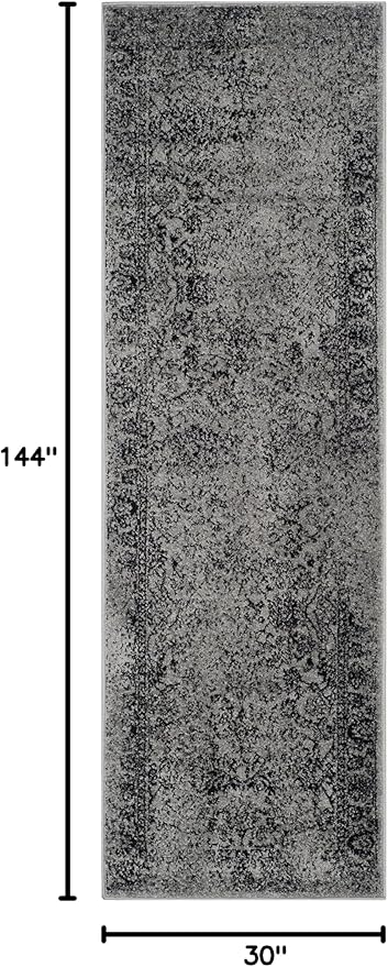 SAFAVIEH Adirondack Collection Runner Rug - 2'6" x 12', Grey & Black, Oriental Distressed Design, Non-Shedding & Easy Care, Ideal for High Traffic Areas in Living Room, Bedroom (ADR109B)