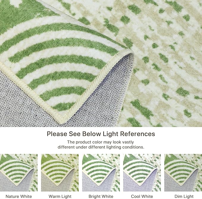 Bavni Area Rug 6X9, Washable Rug for Office, Durable Non Shedding Rugs for Living Room Dining Room, Stain Resistant Aesthetic Modern Bedroom Rug (Beige Green)