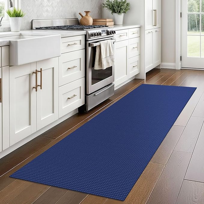 Braided Runner Rug 2x7 Ft Washable Runners for Hallways Kitchen Runner Rug Rubber Backed Cotton Entryway Runner Indoor, Woven Floor Carpet for Hall Kitchen Bedroom, Royal Blue/Navy