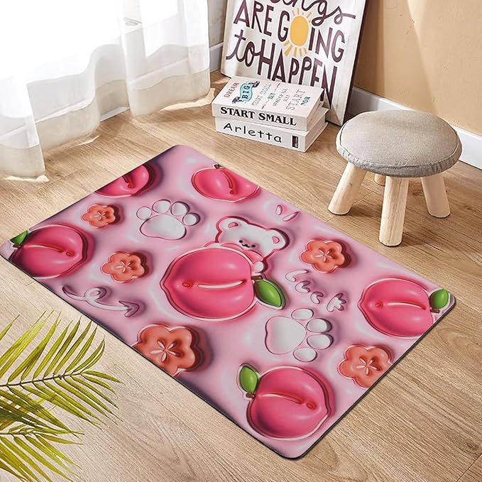 3D Visual Bath Mat, Non Slip Rubber Backed Quick Dry Mat Washable for Outside Bathtub Shower Room 24×16"