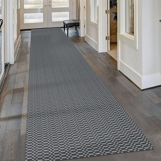 KOZYFLY Washable Runner Rug 3x16 ft Hallway Kitchen Runner Rugs with Rubber Backing Bobo Non Slip Entryway Runner Indoor, Long Carpet Runners for Hall Kitchen Entryway, Grey/Charcoal Grey