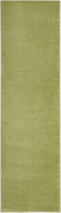 Nourison Essentials Indoor/Outdoor Green 2'2" x 7'6" Area Rug, Easy Cleaning, Non Shedding, Bed Room, Living Room, Dining Room, Backyard, Deck, Patio (2x8)