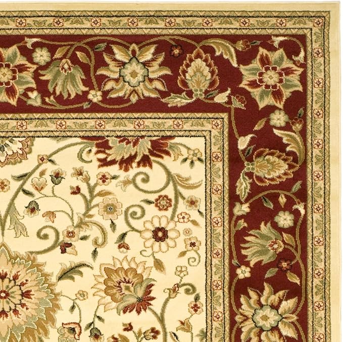 SAFAVIEH Lyndhurst Collection Area Rug - 8' x 11', Ivory & Red, Traditional Oriental Design, Non-Shedding & Easy Care, Ideal for High Traffic Areas in Living Room, Bedroom (LNH212K)