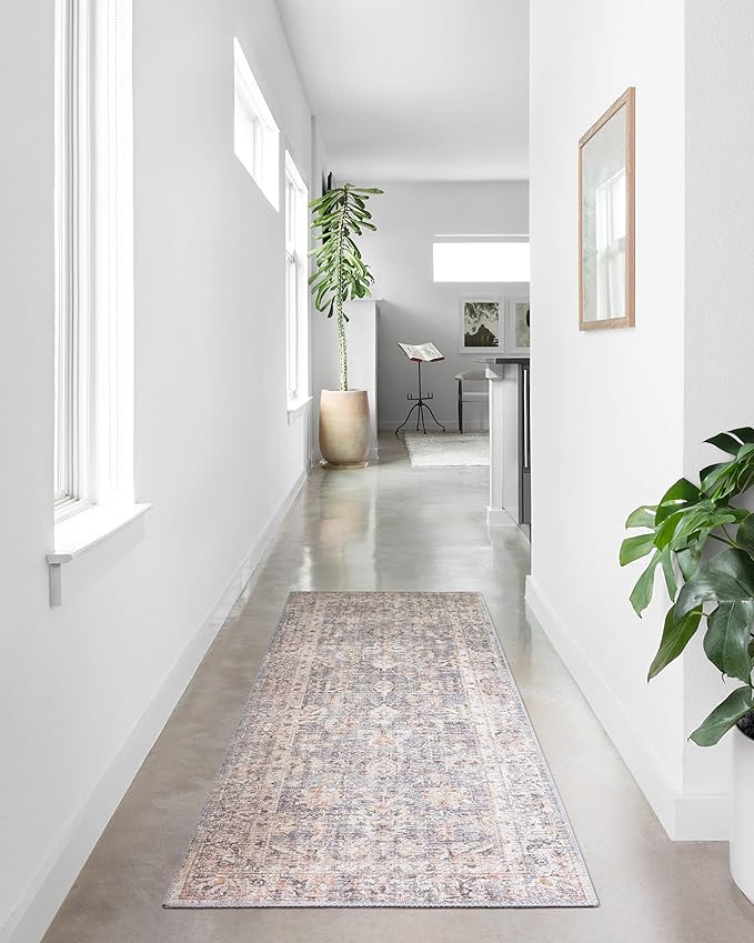 Loloi II Skye Collection SKY-01 Grey/Apricot 2'-6" x 12'-0" Runner Rug