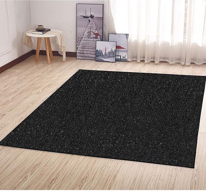 Ambiant Broadway Collection Pet Friendly Indoor Outdoor Area Rugs Black - 4' Square, Stain & Fade Resistant, Easy Care, Pet & Kids Friendly, Made in USA, Perfect for Weddings & Everyday Use!