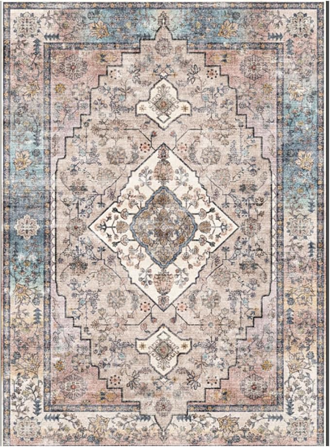 Traditional Vintage Runner Rug for Hallway & Kitchen, Non-Slip Long Rug, 2'x 10' Multi