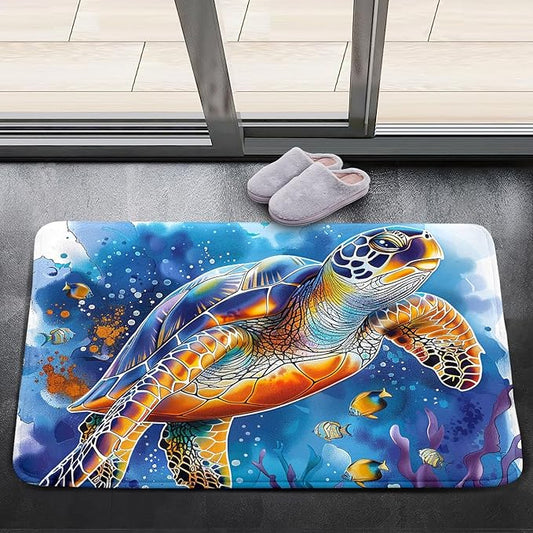 Sea Turtle Carpet Rugs - Kids Sea Turtle Coastal Rug for Bedroom Ocean Life Theme, 2'×3'