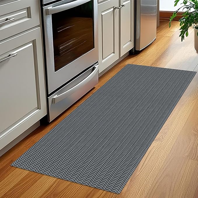 KOZYFLY Washable Runner Rug 2x5 Ft Runners for Hallways Throw Rug with Rubber Backing, Braided Cotton Entryway Runner Indoor, Carpet Runners for Hallway Kitchen Entryway Bedroom, Grey/Charcoal Grey