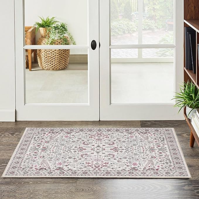 Door Mat, 2x3 Rug, Indoor Mats for Entryway, Door Rugs for Entryway Indoor, Front Door Rugs, Small Non Slip Rug, Neutral Boho Modern Vintage Floral Rug for Entryway Indoor, Bathroom