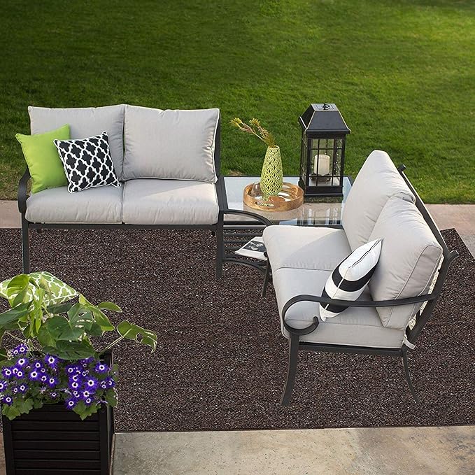 Ambiant Broadway Collection Pet Friendly Indoor Outdoor Area Rugs Brown - 10' Round, Stain & Fade Resistant, Easy Care, Pet & Kids Friendly, Made in USA, Perfect for Weddings & Everyday Use!