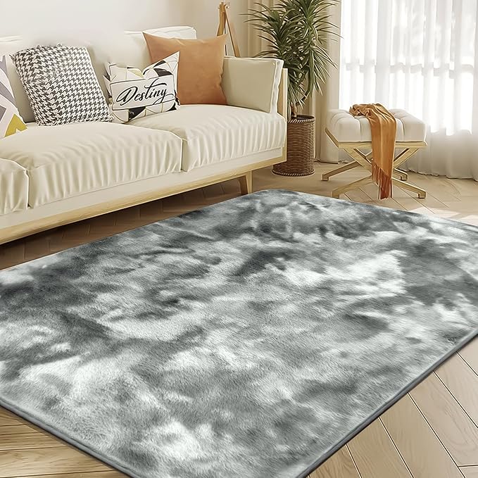 Ultra Soft Kitchen Rugs for Entryway Bathroom 2x3 Feet, Fuzzy Washable Indoor Door Mat - Cozy Faux Fur, Small Carpet for Bedroom Entry, (Grey)
