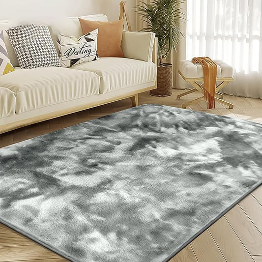 Ultra Soft Area Rug 3x5 Feet, Cosy Fuzzy Faux Fur Area Rug,Indoor Modern Plush Washable Shaggy Rugs for Bedroom Living Room Home Decor, Fluffy Carpet for Kids Room,Nursery,Dorm (Grey)