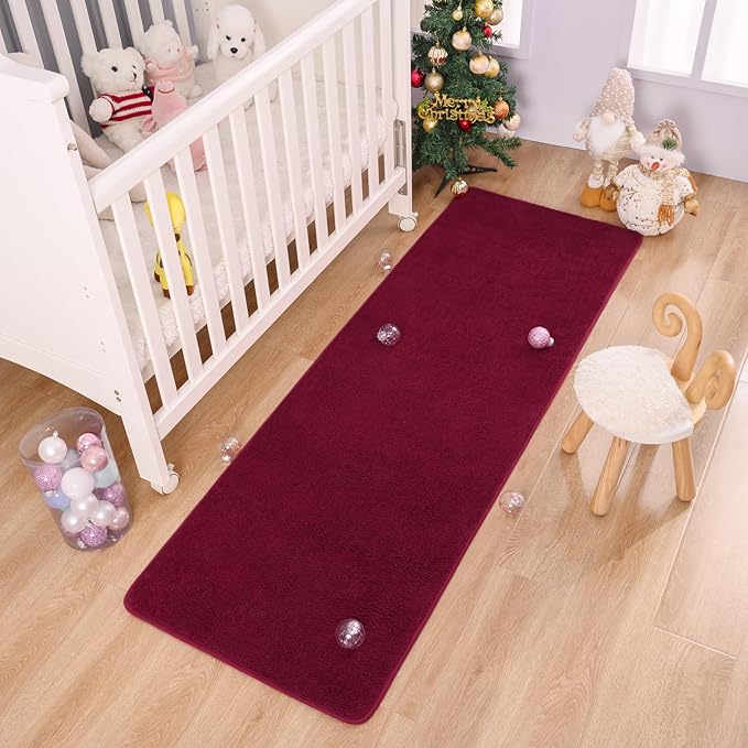 Keeko 2x6 Runner Rug, Bedroom Bedside Runner Rug Small Carpet Living Room Area Throw Rugs for Hallway Soft Indoor Memory Foam Rugs for Teen Kids Classroom Nursery Dorm Laundry Room Decor Red