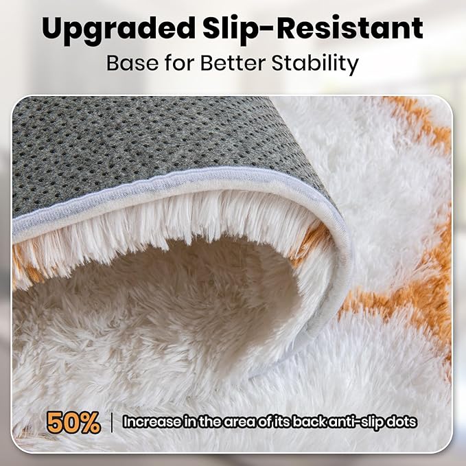 Zentavio Area Rugs for Living Room Rugs for Bedroom 4x6 Carpet Fluffy Fuzzy Soft Shag Aesthetic Plush High Pile Throw Rug for Nursery Kids Room Dorm Honeycomb Khaki