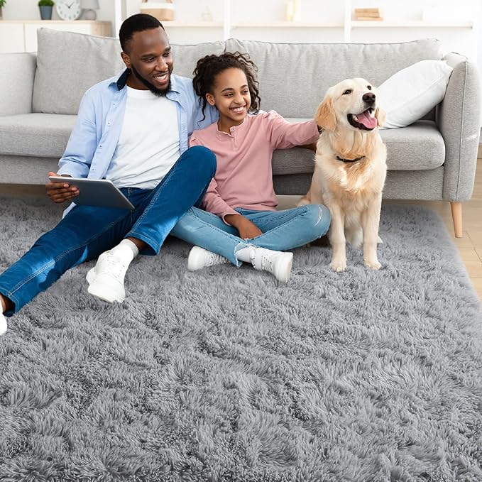 YJ.GWL Area Rugs for Bedroom, 2x3 Door Mat Washable Small Grey Bedside Rug,Fluffy Shaggy Entryway Rugs for Living Room, Shag Indoor Floor Carpet for Kids Boy and Girls, Home Decor Aesthetic